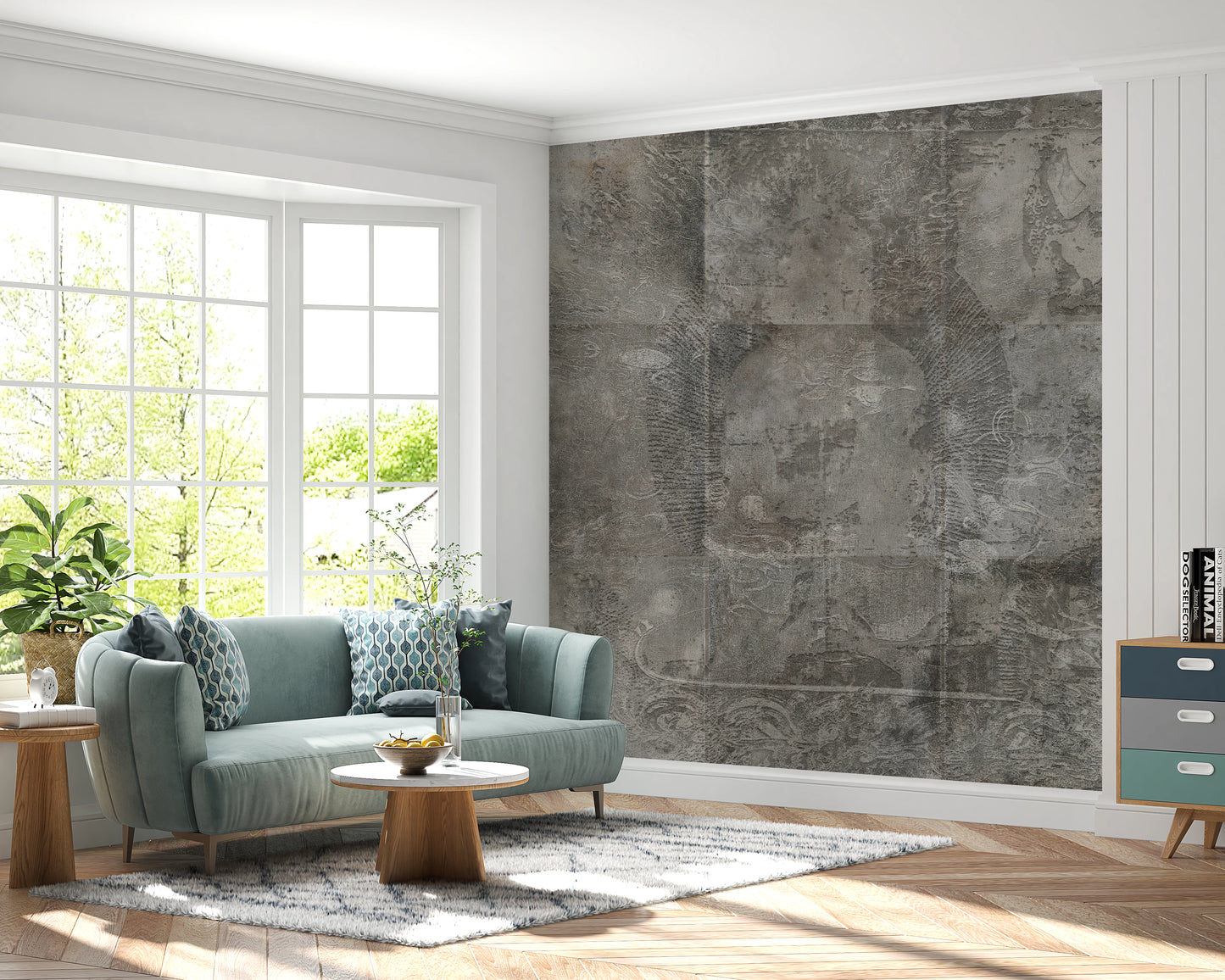 Distressed Damask Concrete Wall Mural