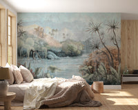 Misty Oasis Fresco Wall Mural