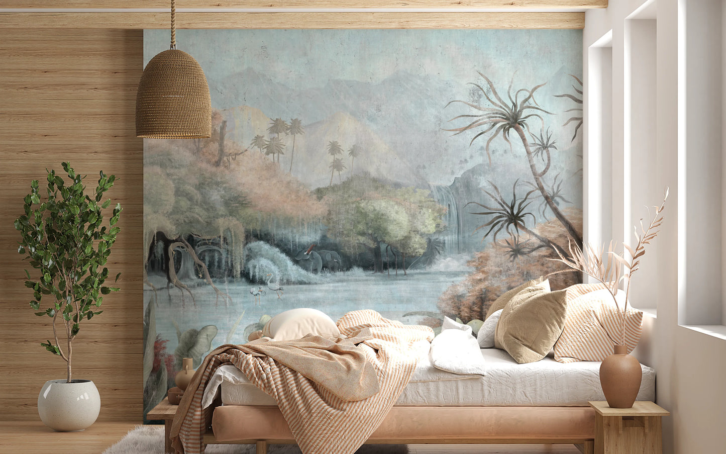 Misty Oasis Fresco Wall Mural