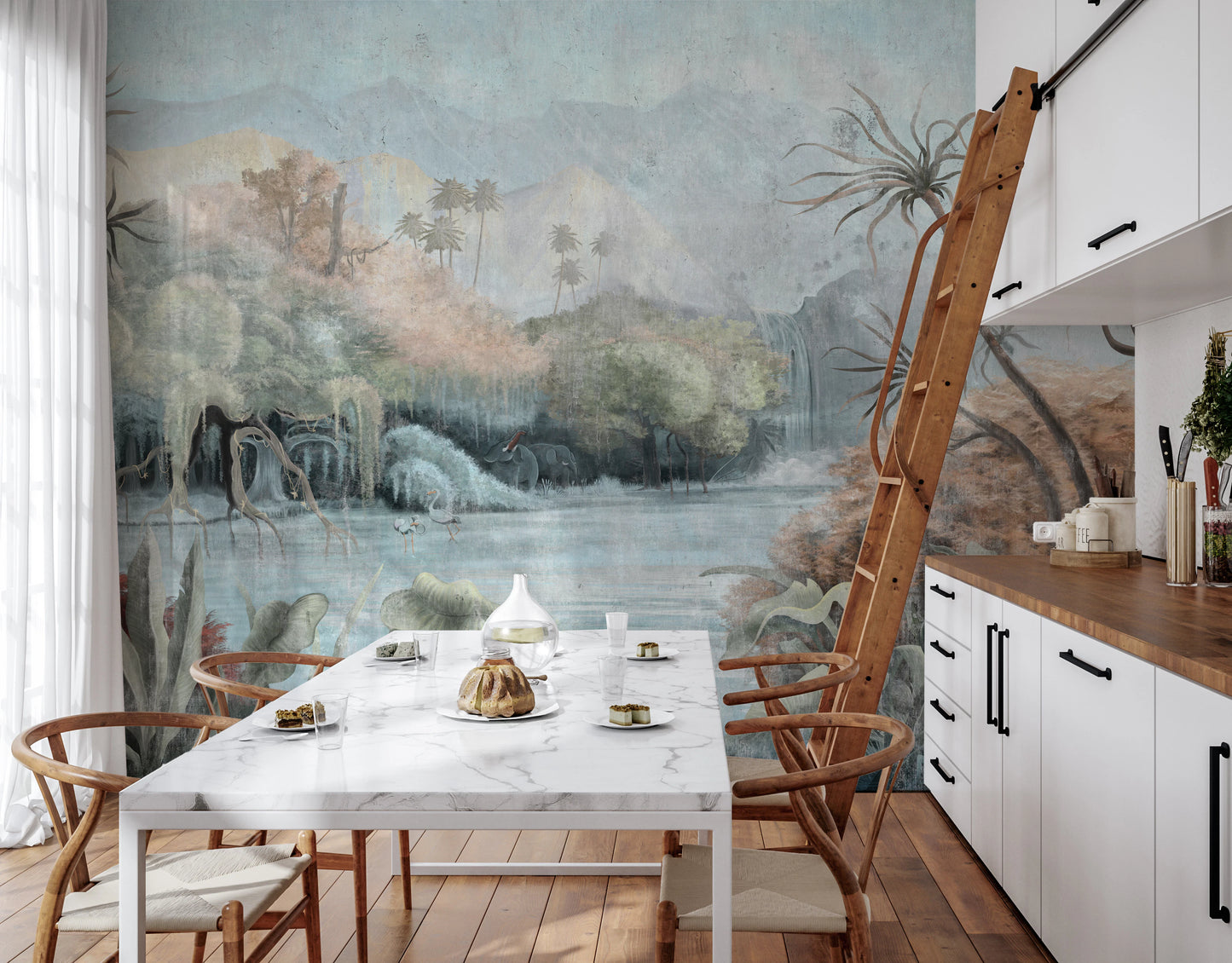 Misty Oasis Fresco Wall Mural