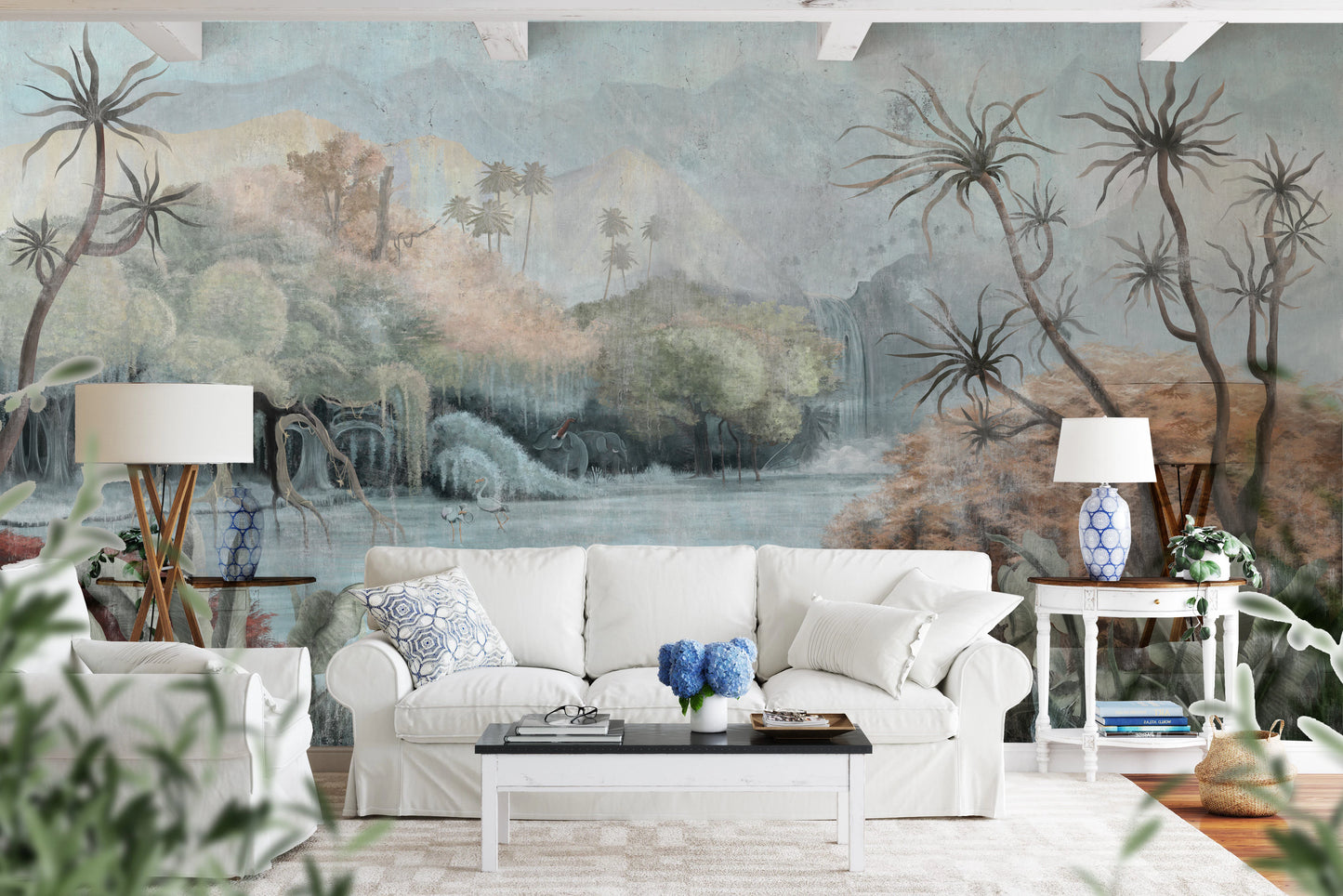 Misty Oasis Fresco Wall Mural