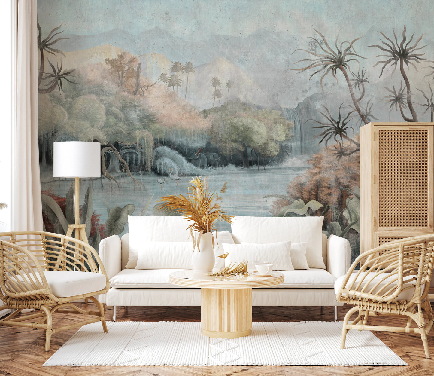Misty Oasis Fresco Wall Mural