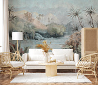 Misty Oasis Fresco Wall Mural