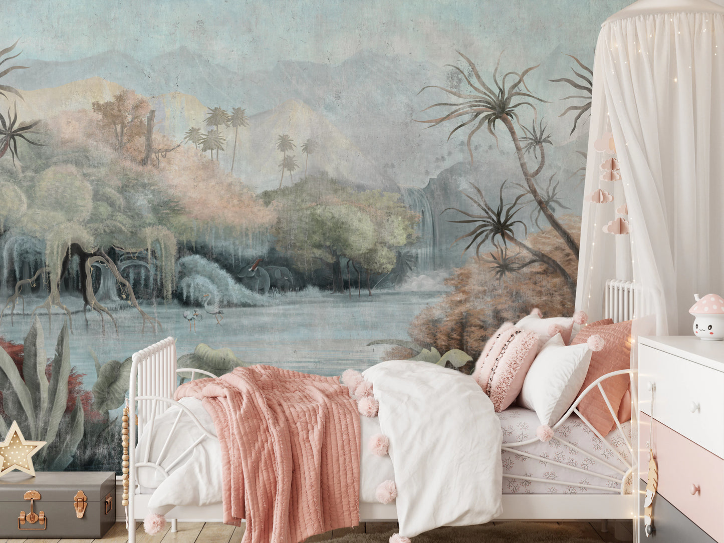 Misty Oasis Fresco Wall Mural