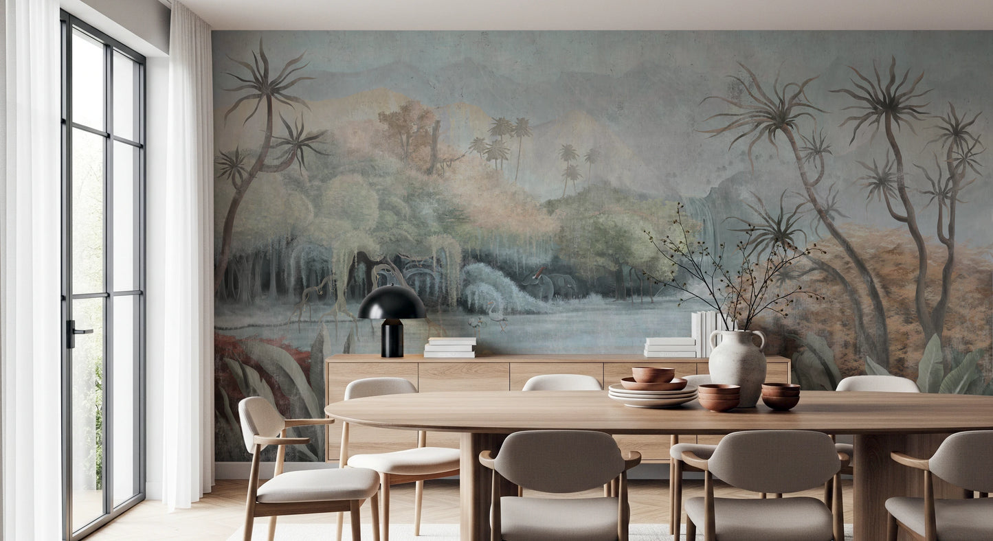 Misty Oasis Fresco Wall Mural