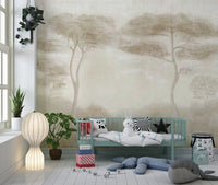 Serene Sepia Pines Wall Mural