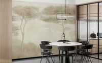 Serene Sepia Pines Wall Mural