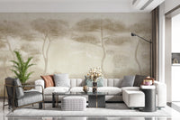 Serene Sepia Pines Wall Mural