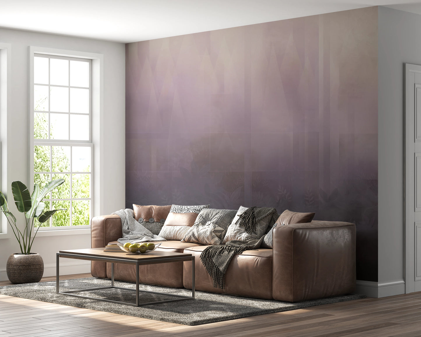Misty Lavender Peaks Wall Mural