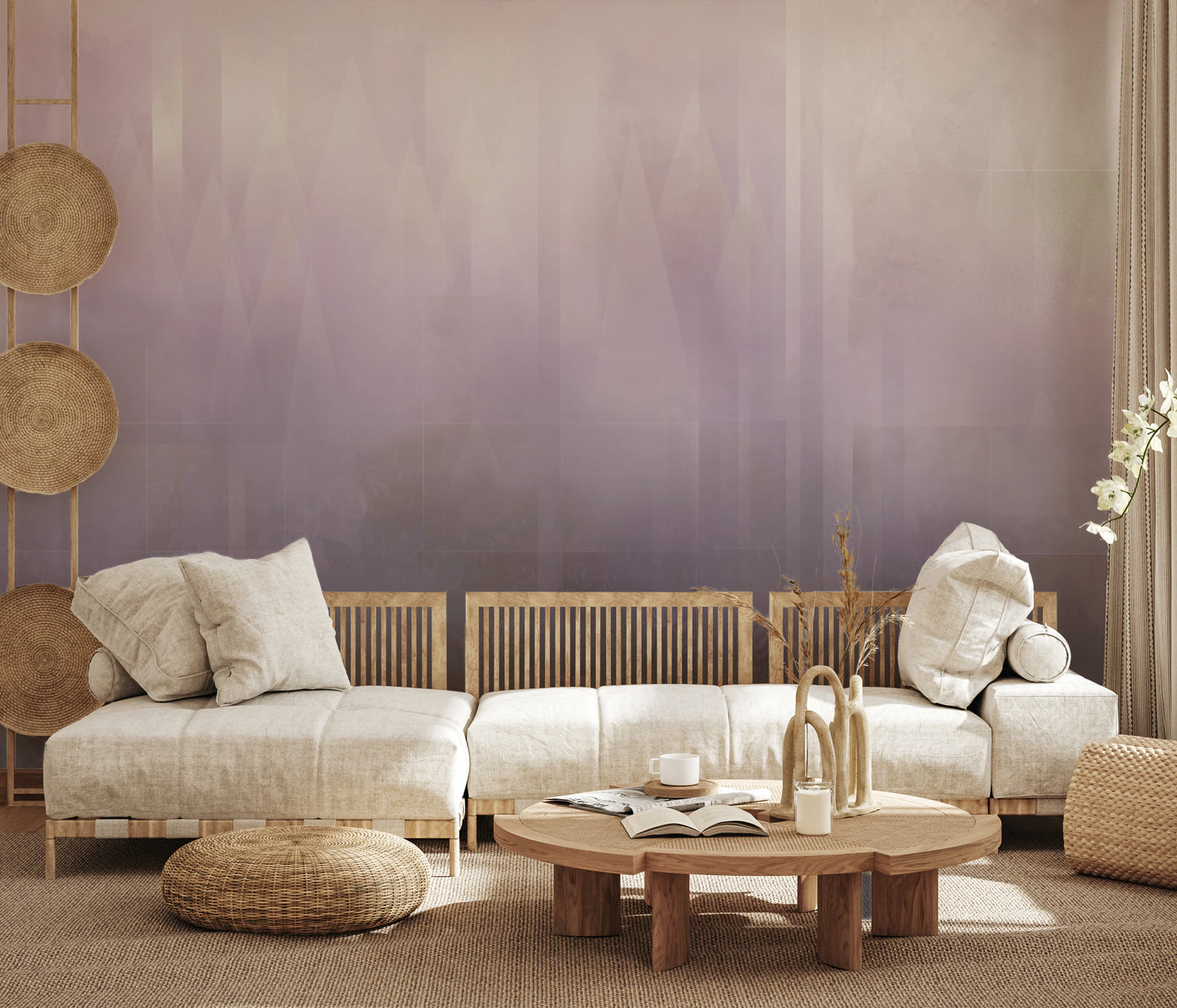 Misty Lavender Peaks Wall Mural