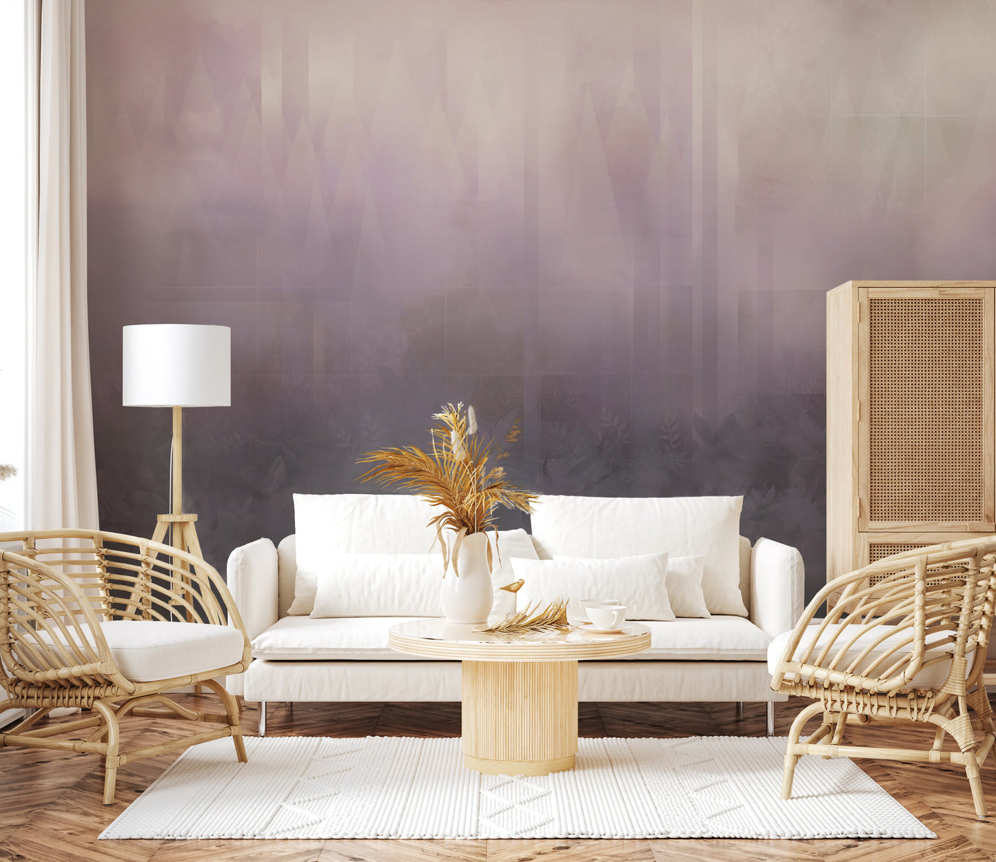 Misty Lavender Peaks Wall Mural