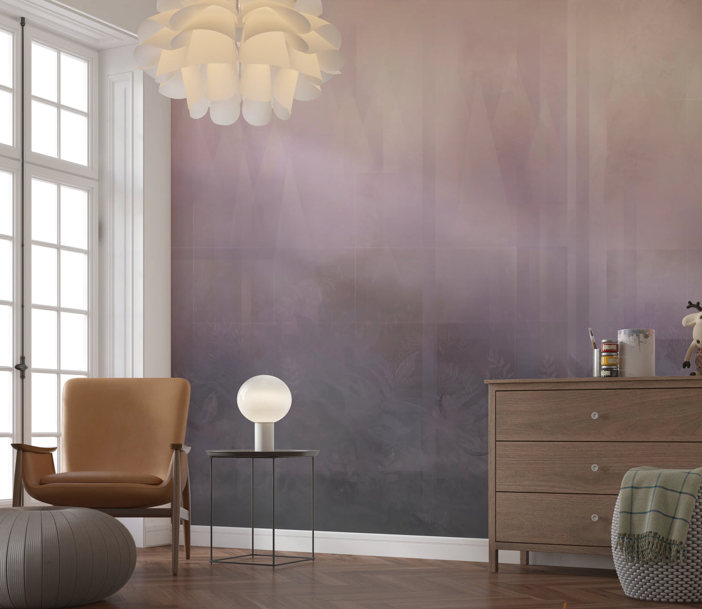 Misty Lavender Peaks Wall Mural