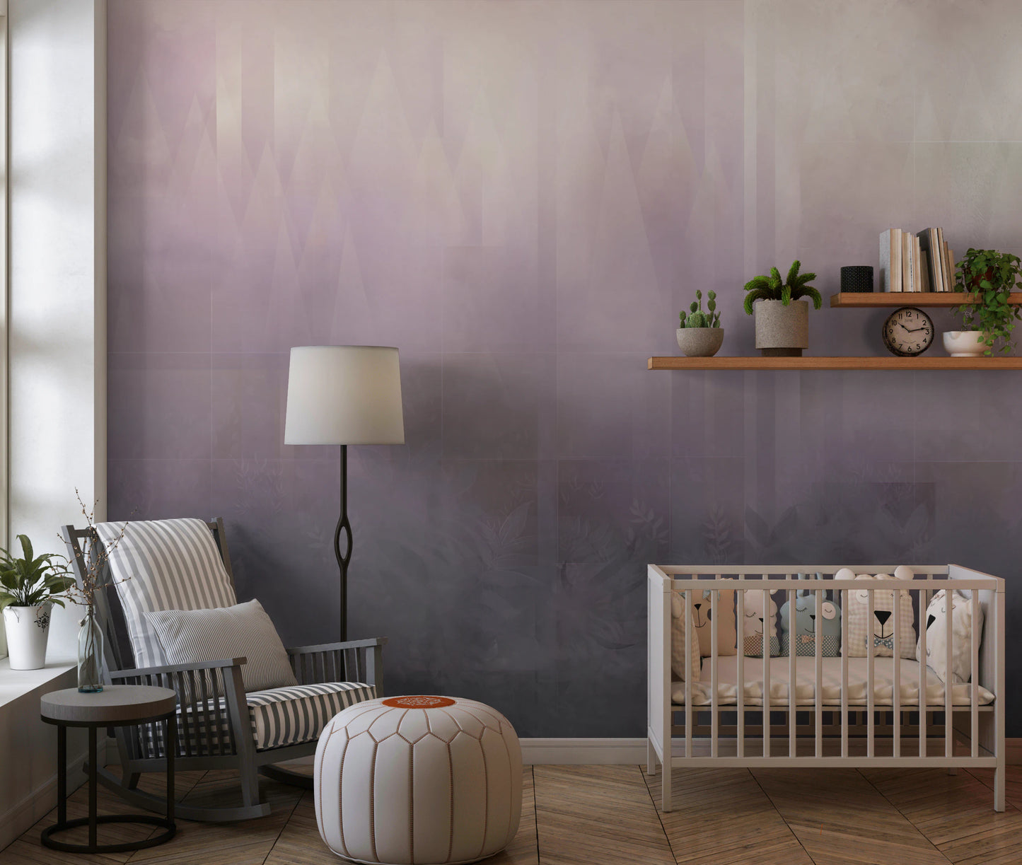 Misty Lavender Peaks Wall Mural