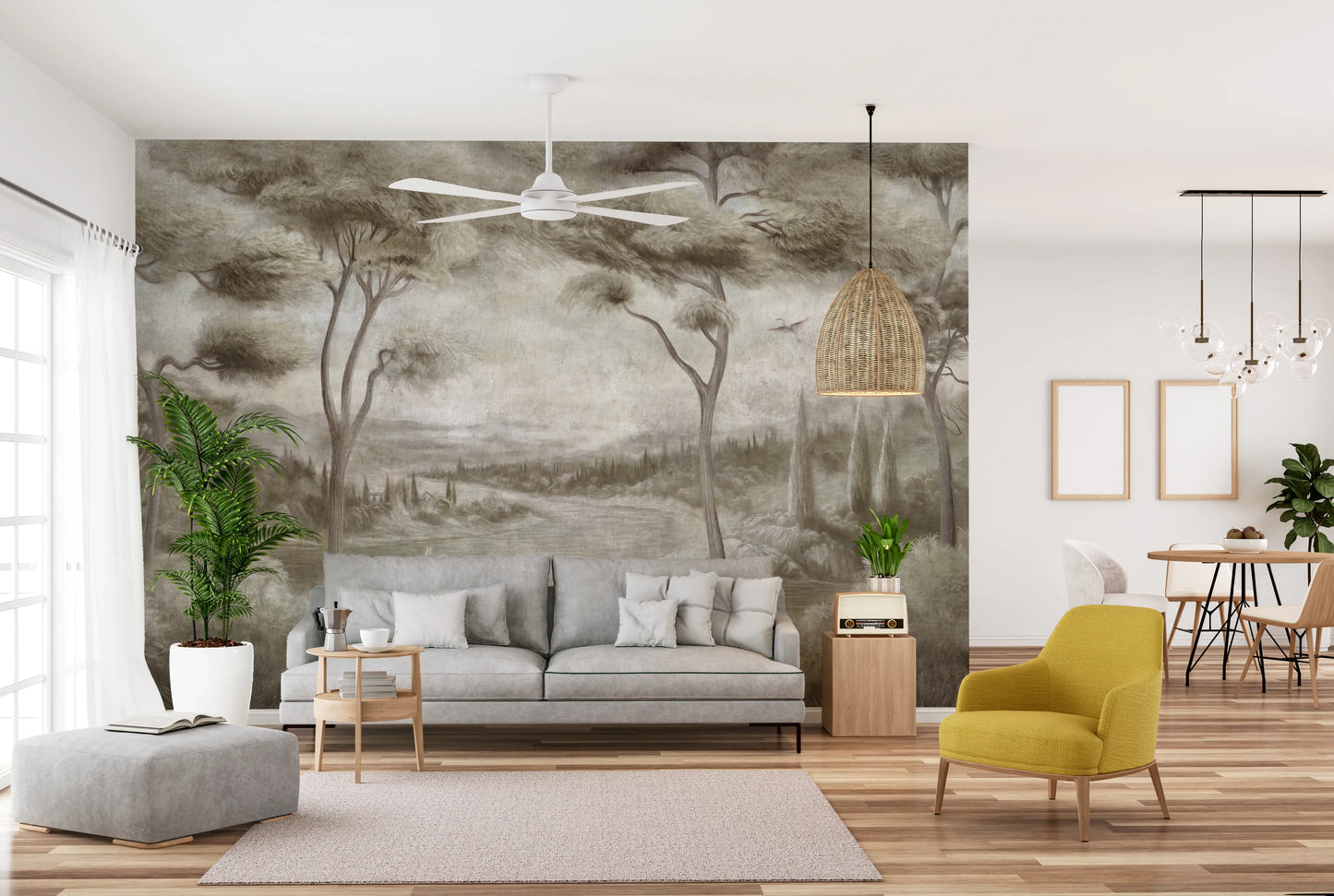 Whispering Pines Lake Mist Wall Mural