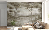 Whispering Pines Lake Mist Wall Mural