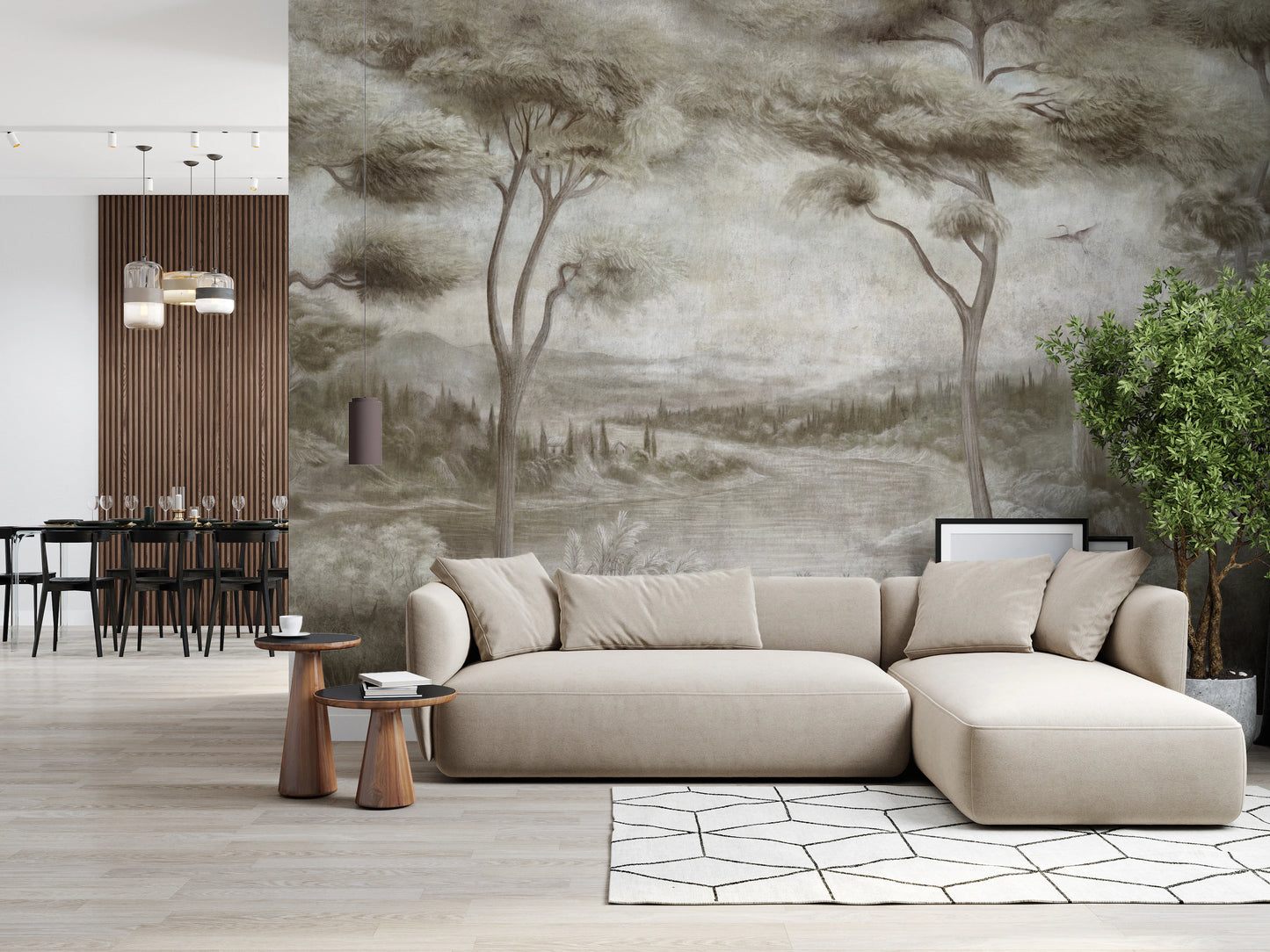 Whispering Pines Lake Mist Wall Mural