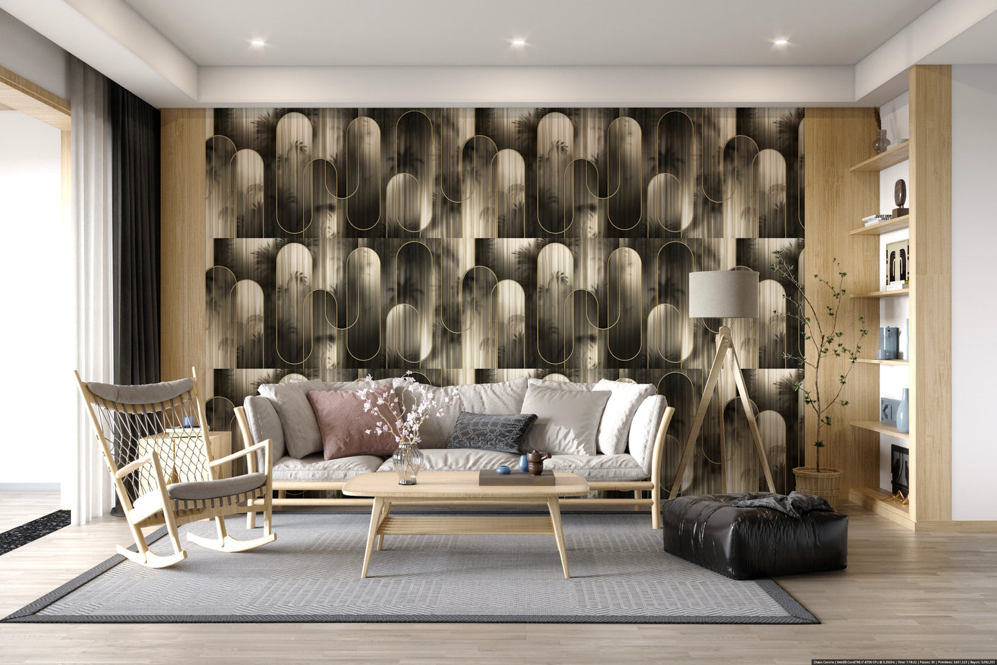 Luxe Metallic Palm Arches Wallpaper⁠