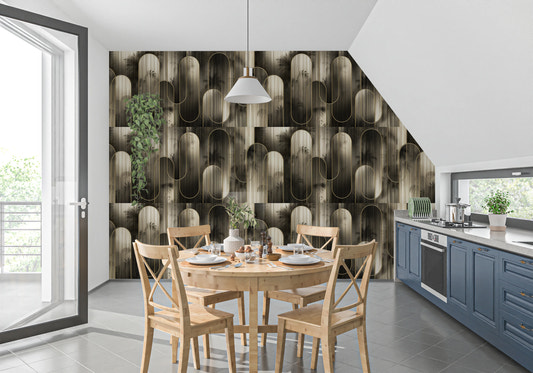 Luxe Metallic Palm Arches Wallpaper⁠