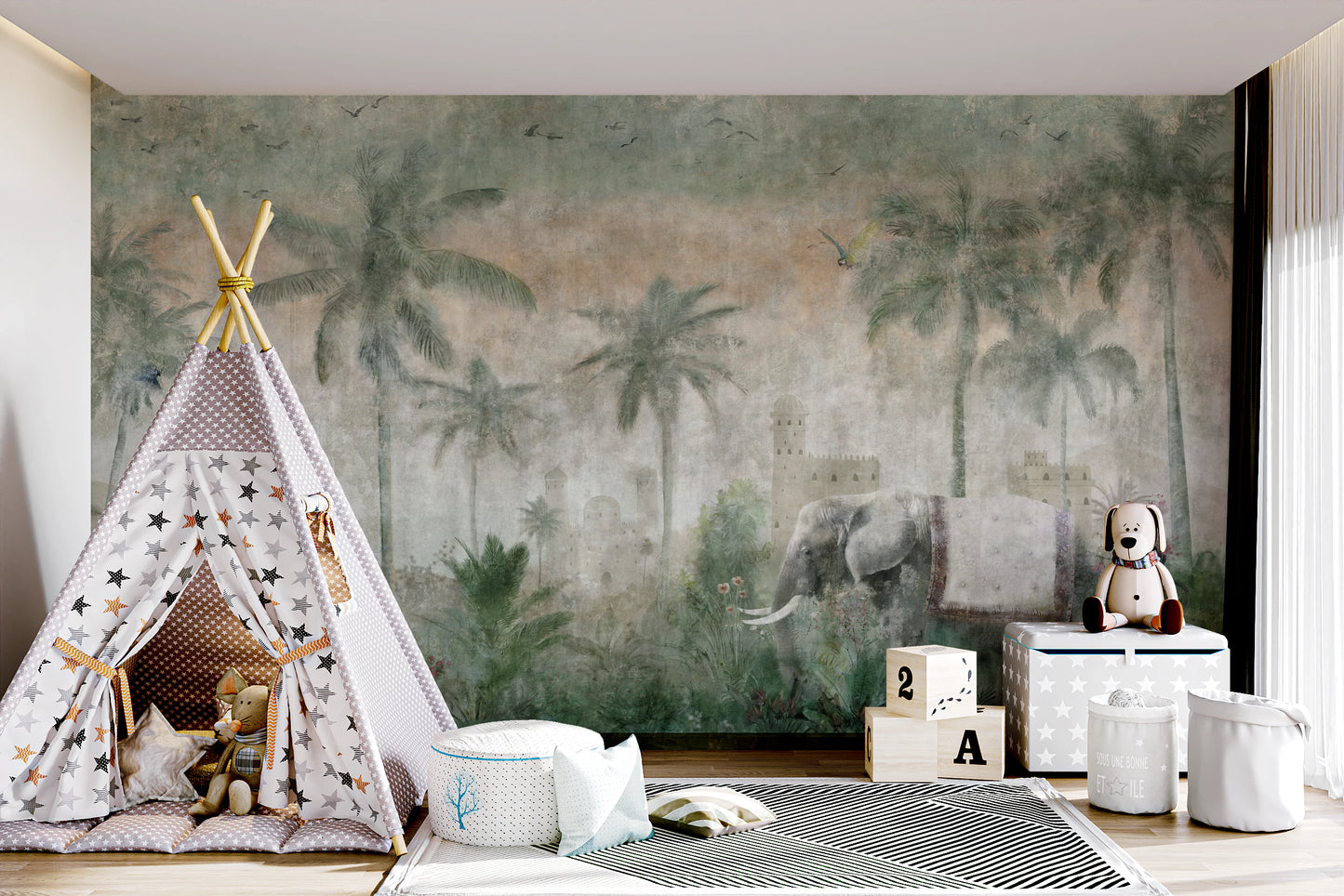 Royal Elephant Oasis Wall Mural