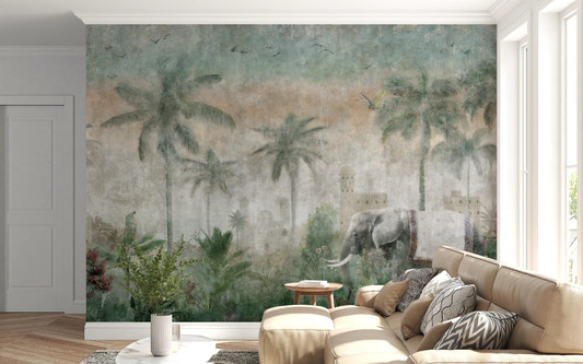 Royal Elephant Oasis Wall Mural