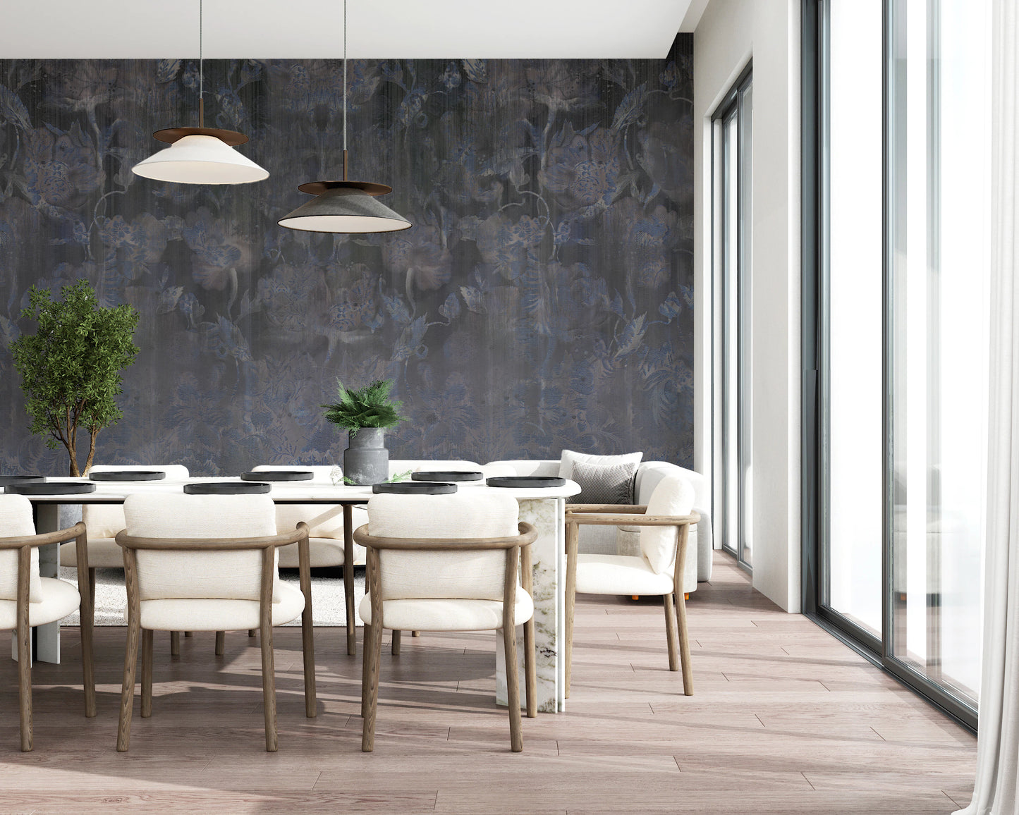 Midnight Damask Tapestry Wall Mural