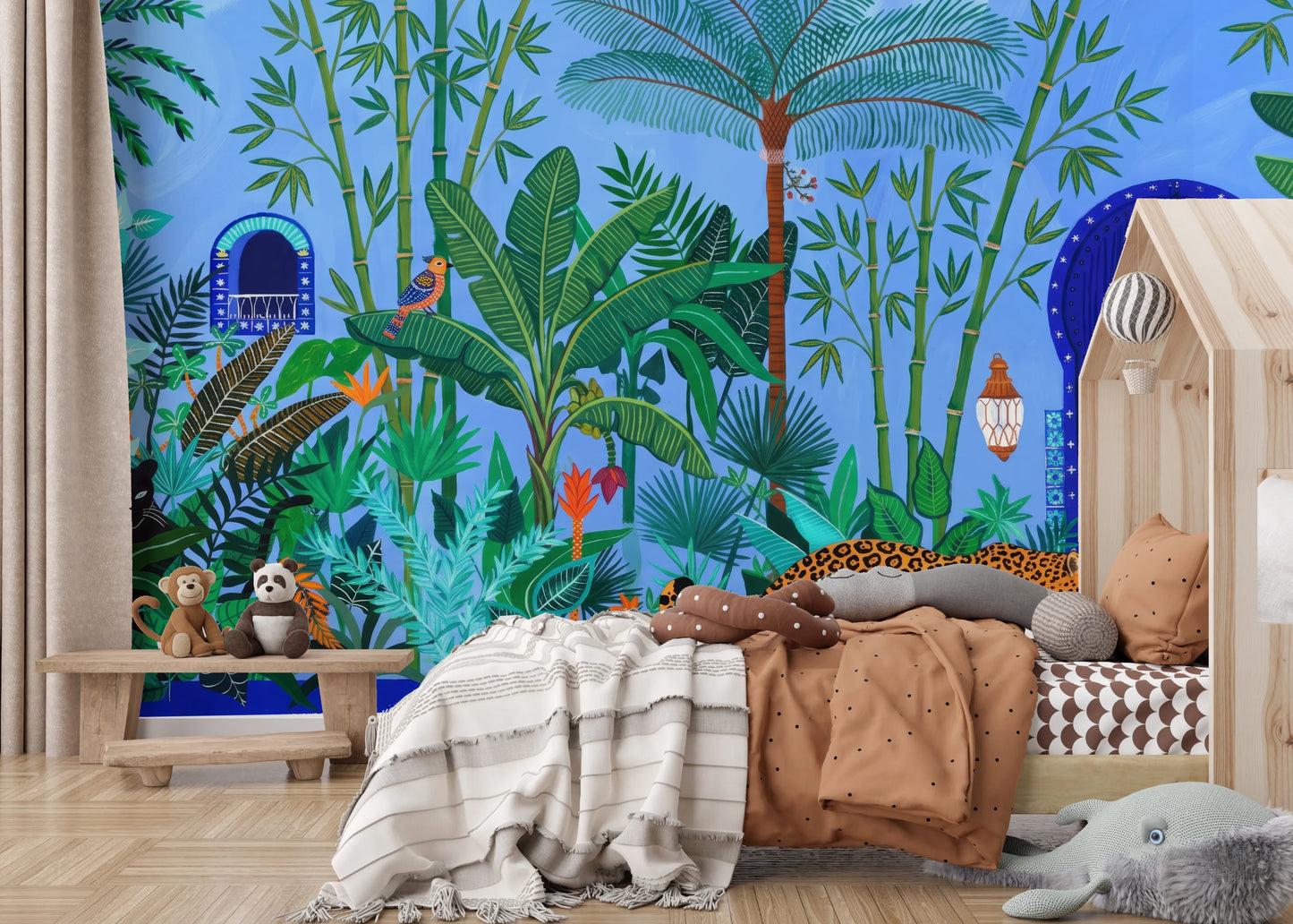 Cobalt Blue Tropical Sanctuary Wall Mural