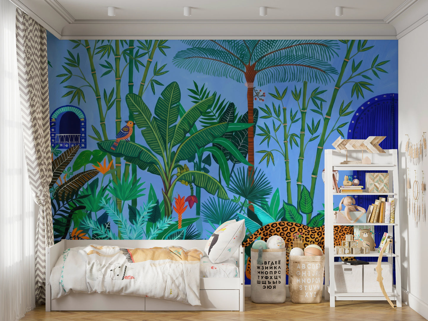 Cobalt Blue Tropical Sanctuary Wall Mural