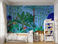 Cobalt Blue Tropical Sanctuary Wall Mural