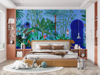 Cobalt Blue Tropical Sanctuary Wall Mural