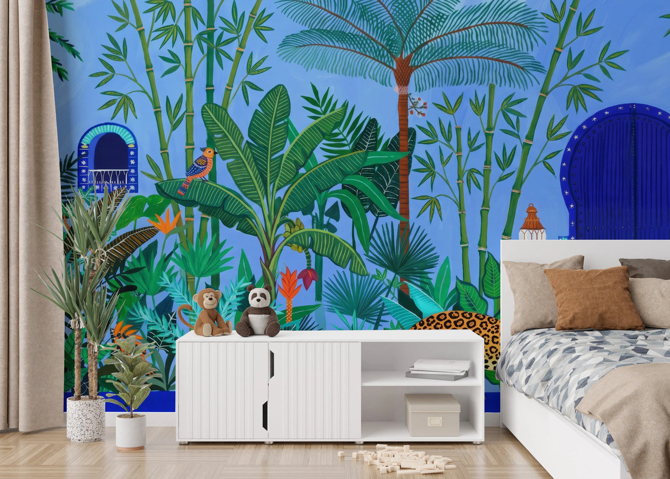 Cobalt Blue Tropical Sanctuary Wall Mural