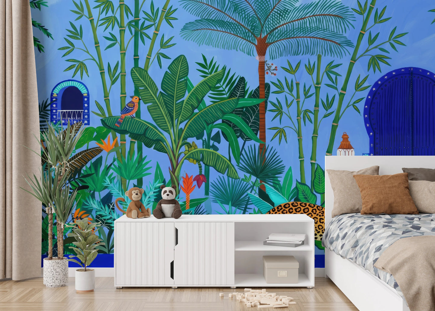 Cobalt Blue Tropical Sanctuary Wall Mural
