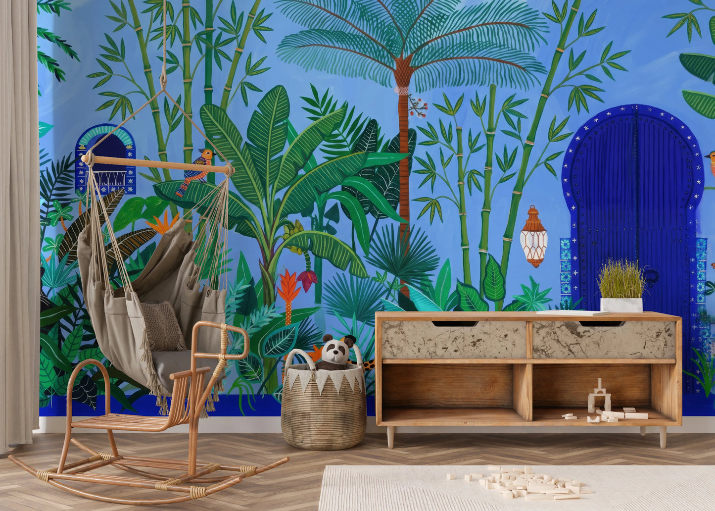 Cobalt Blue Tropical Sanctuary Wall Mural