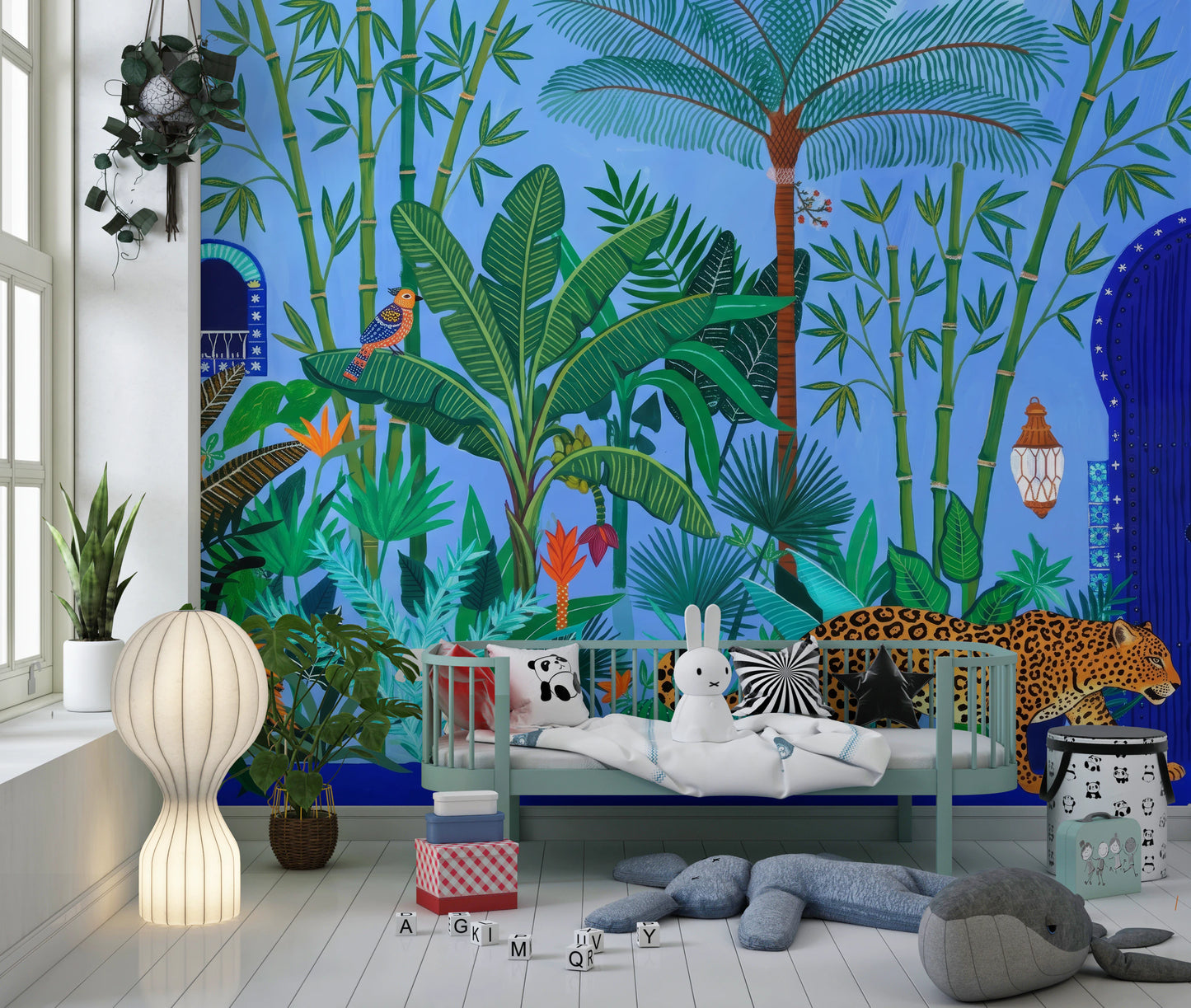 Cobalt Blue Tropical Sanctuary Wall Mural