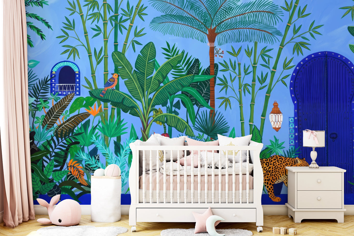 Cobalt Blue Tropical Sanctuary Wall Mural