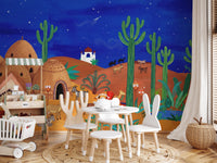 Whimsical Desert Oasis at Night Wall Mural