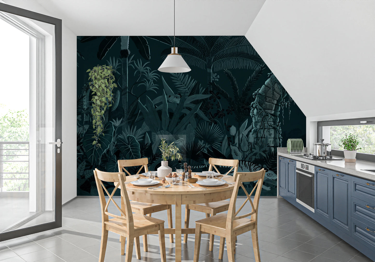 Midnight Jungle Ruins with Wild Tiger Wall Mural