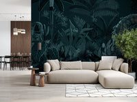 Midnight Jungle Ruins with Wild Tiger Wall Mural
