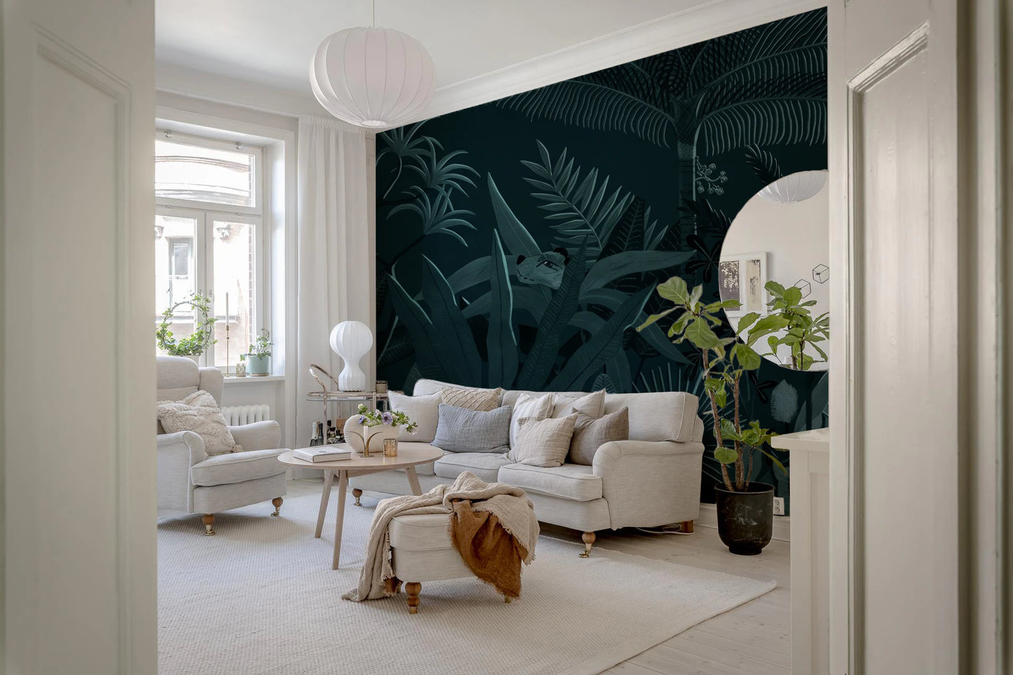 Midnight Jungle Ruins with Wild Tiger Wall Mural