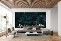 Midnight Jungle Ruins with Wild Tiger Wall Mural