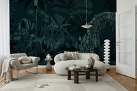 Midnight Jungle Ruins with Wild Tiger Wall Mural