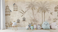 Antique Sepia Tropical Garden Wall Mural
