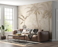 Antique Sepia Tropical Garden Wall Mural