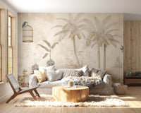Antique Sepia Tropical Garden Wall Mural
