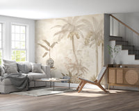 Antique Sepia Tropical Garden Wall Mural