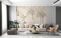 Antique Sepia Tropical Garden Wall Mural
