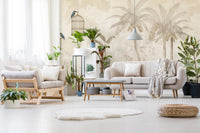 Antique Sepia Tropical Garden Wall Mural