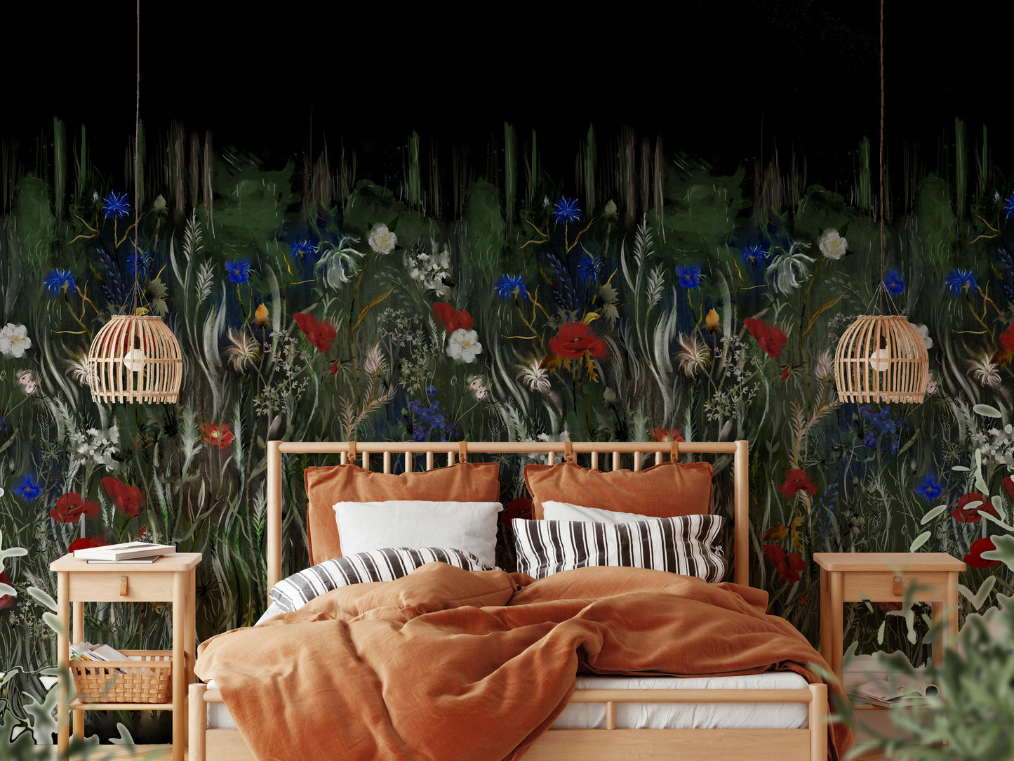 Nocturnal Meadow Bloom Wall Mural