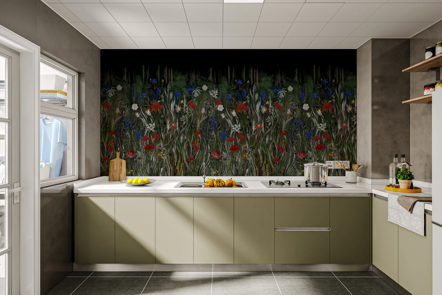 Nocturnal Meadow Bloom Wall Mural