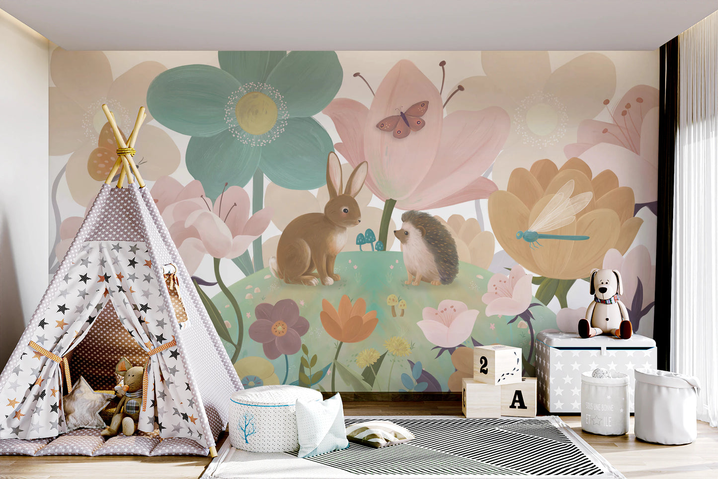Enchanted Garden Friends Mural Wallpaper Wall Mural