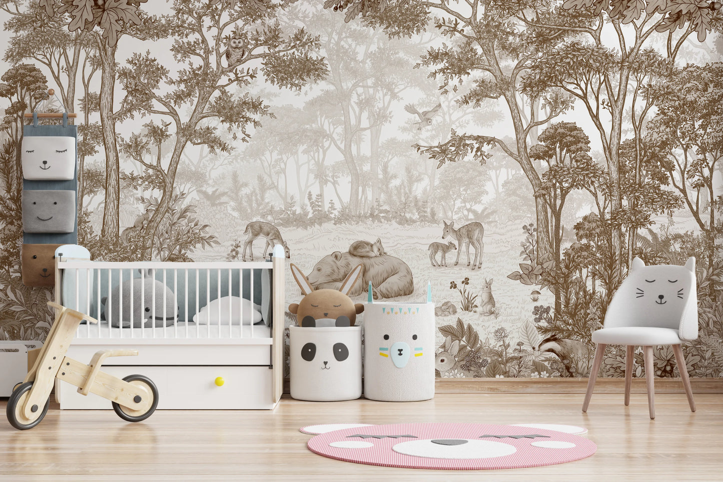 Enchanted Woodland Animal Forest Scene Wall Mural